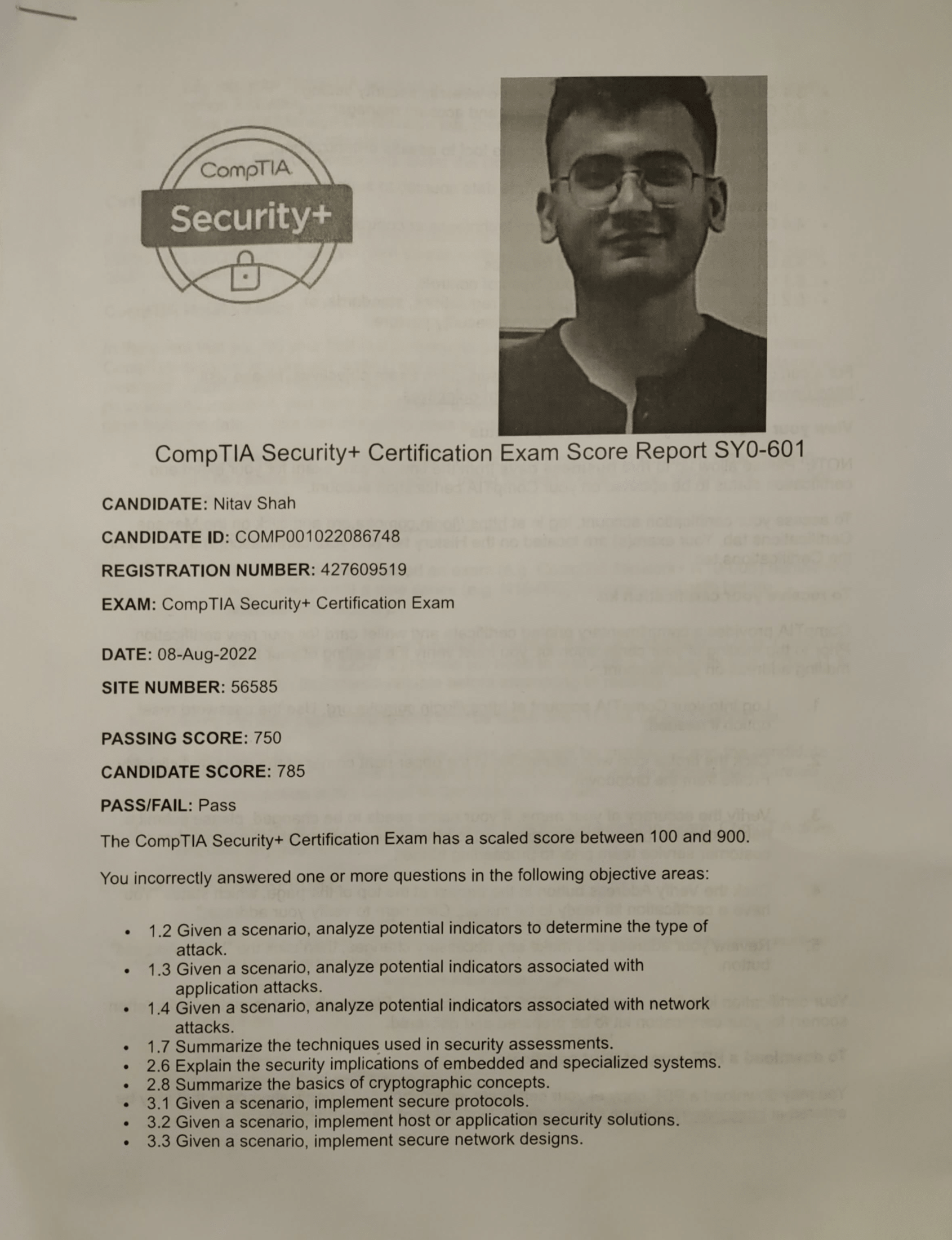 Security+ Candidate Photo