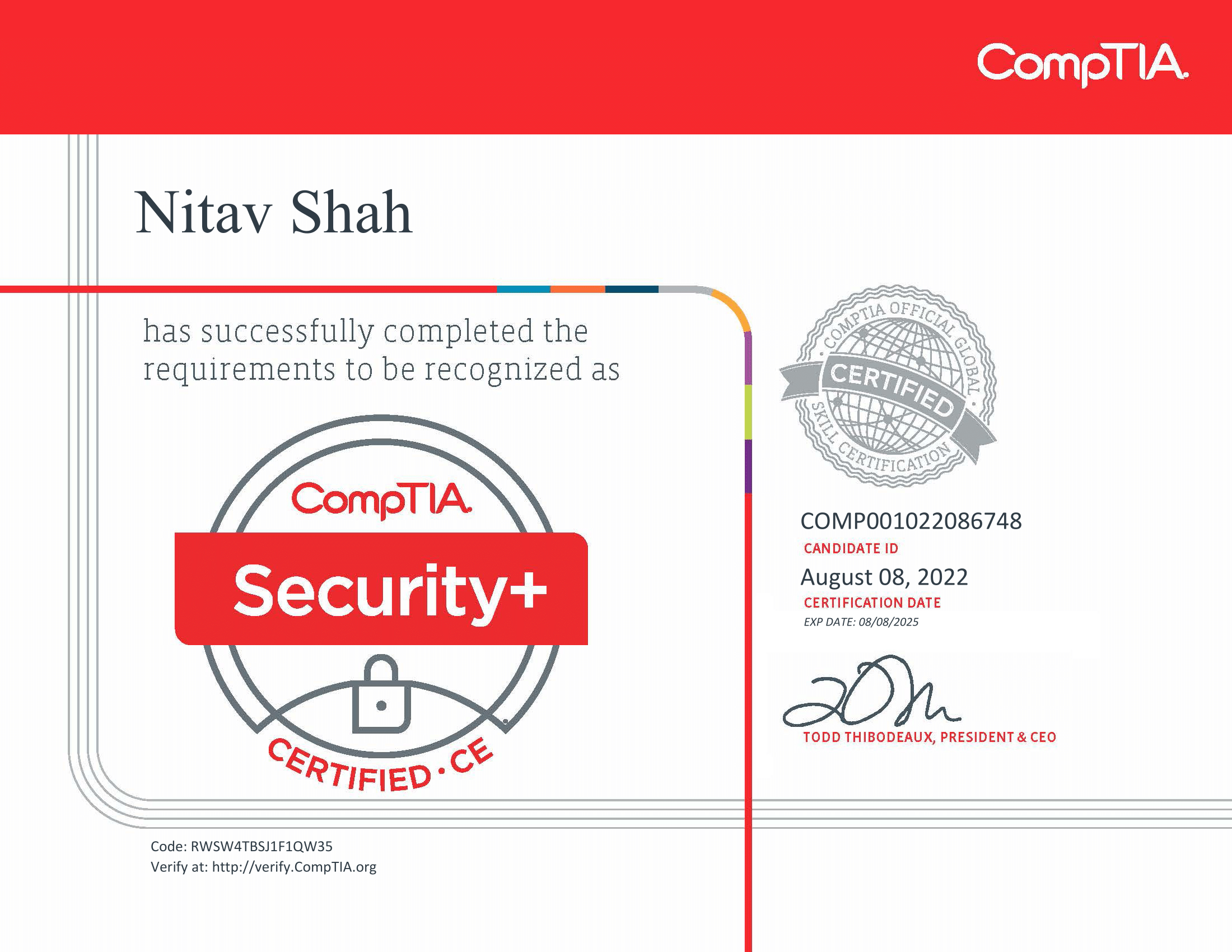 Security+ Certificate