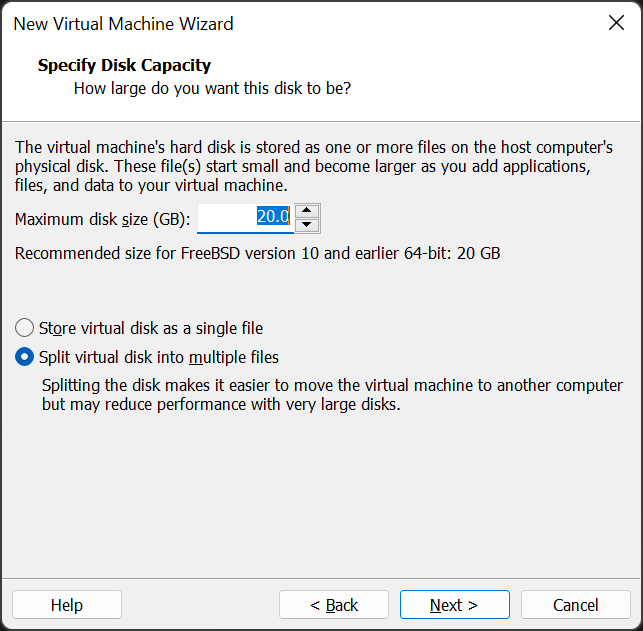 pfsense Disk Size