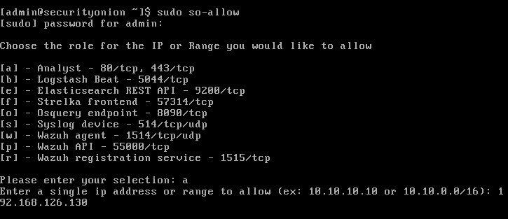 Security Onion Firewall Access